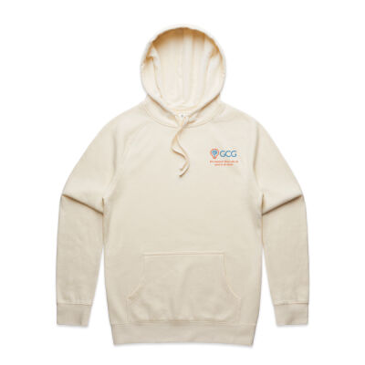 GCG Beige/White Hoodie - Logo + Motto CHEST RIGHT Thumbnail